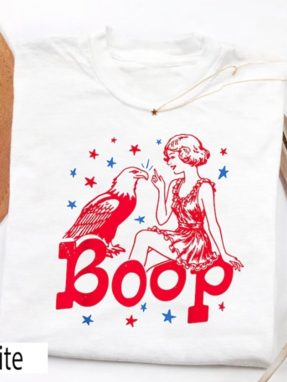 Funny Eagle Boop Patriotic T-shirt, Retro America Girl Tee
